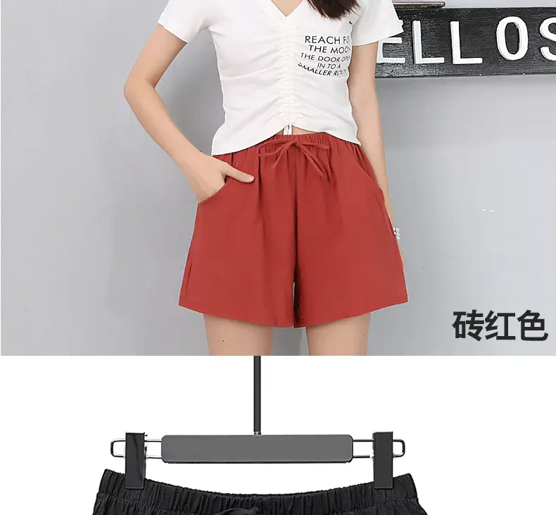 Black Cotton Drawstring Shorts for Women High Waist — feature 24