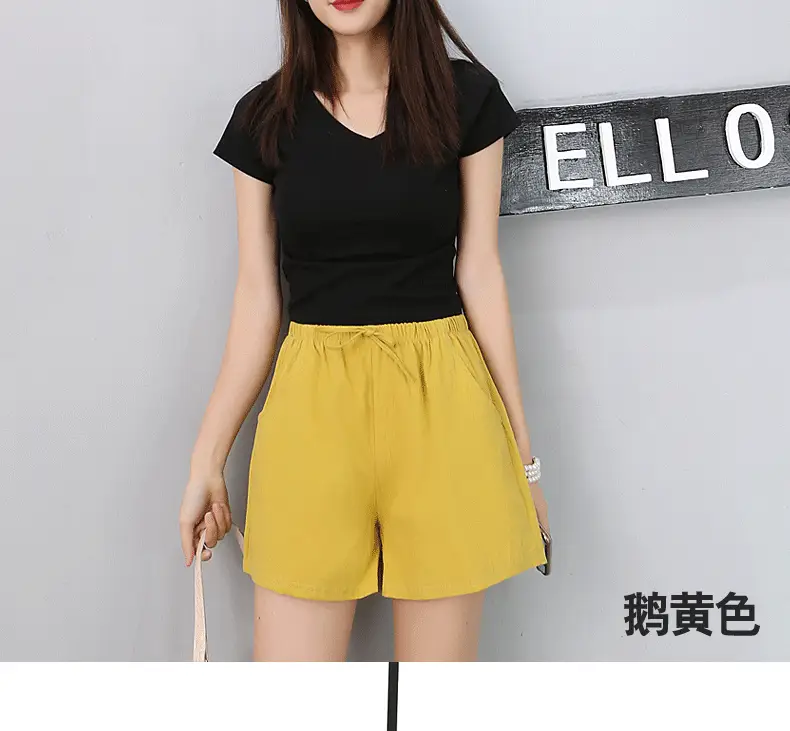 Black Cotton Drawstring Shorts for Women High Waist — feature 27