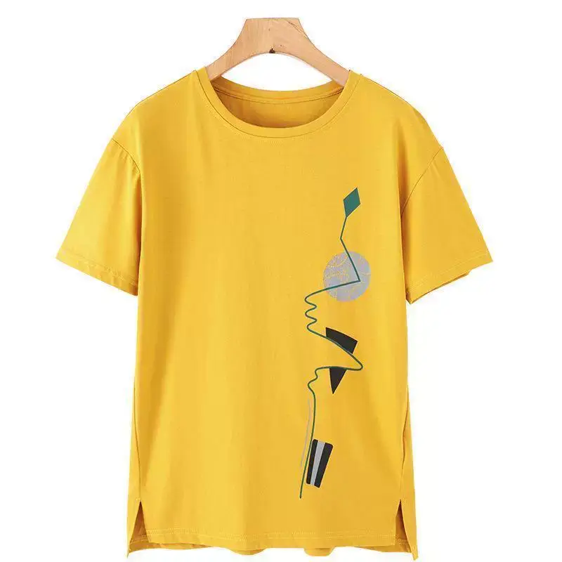 Women Red Graphic Print T-Shirt Summer Loose Fit — feature 16
