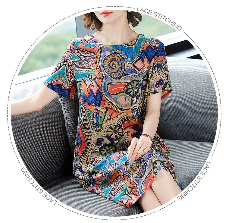 Ice Silk Printed Skirt Dress Plus Size Summer 2024 — feature 12