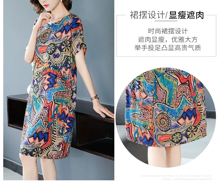 Ice Silk Printed Skirt Dress Plus Size Summer 2024 — feature 7