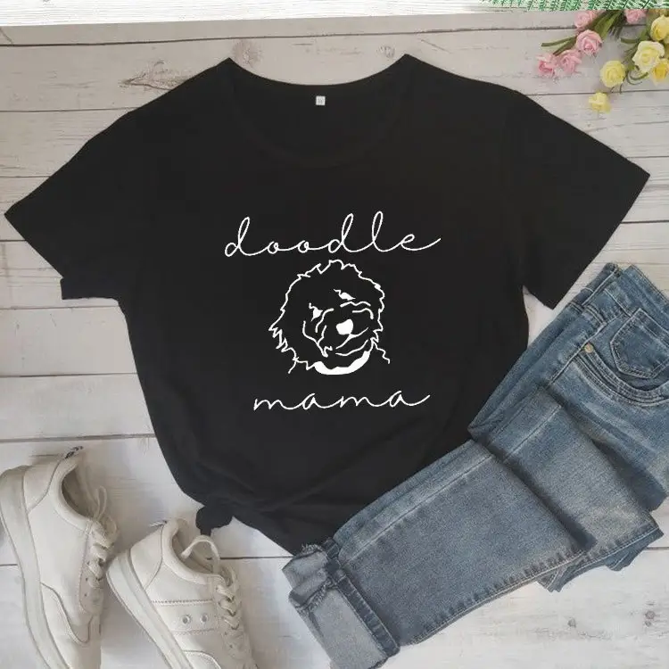 Doodle Mama Two Line T-Shirt Grey