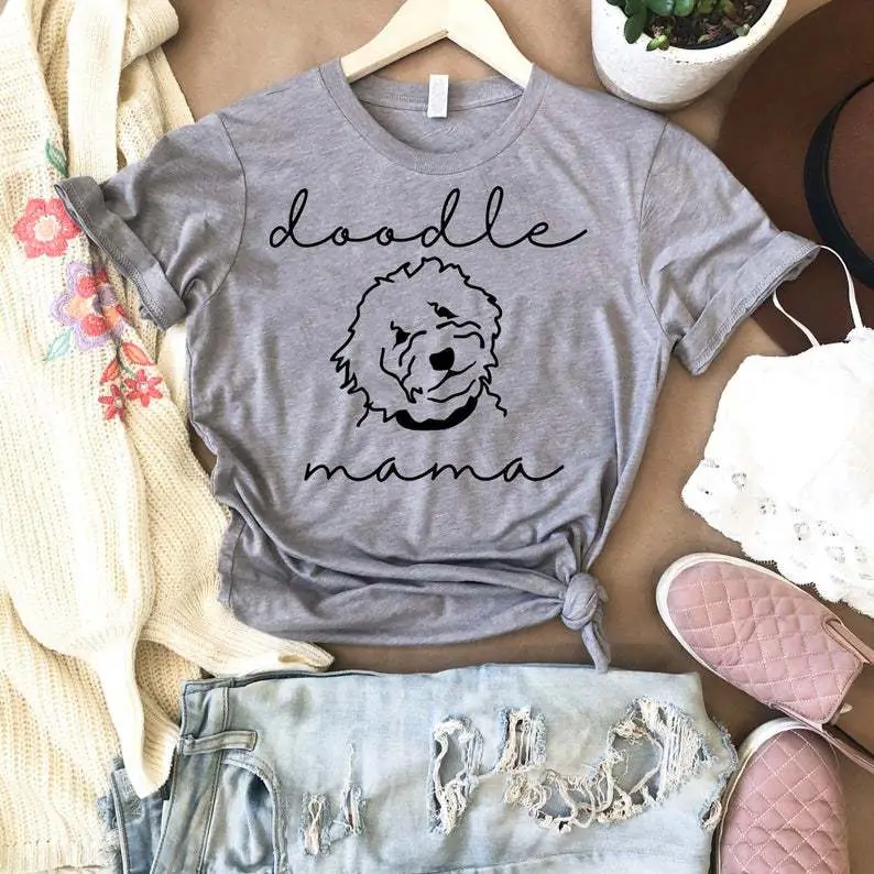 Doodle Mama Two Line T-Shirt Grey
