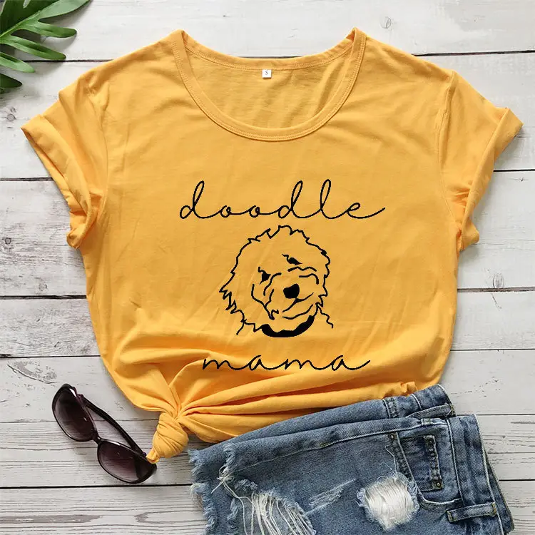Doodle Mama Two Line T-Shirt Grey