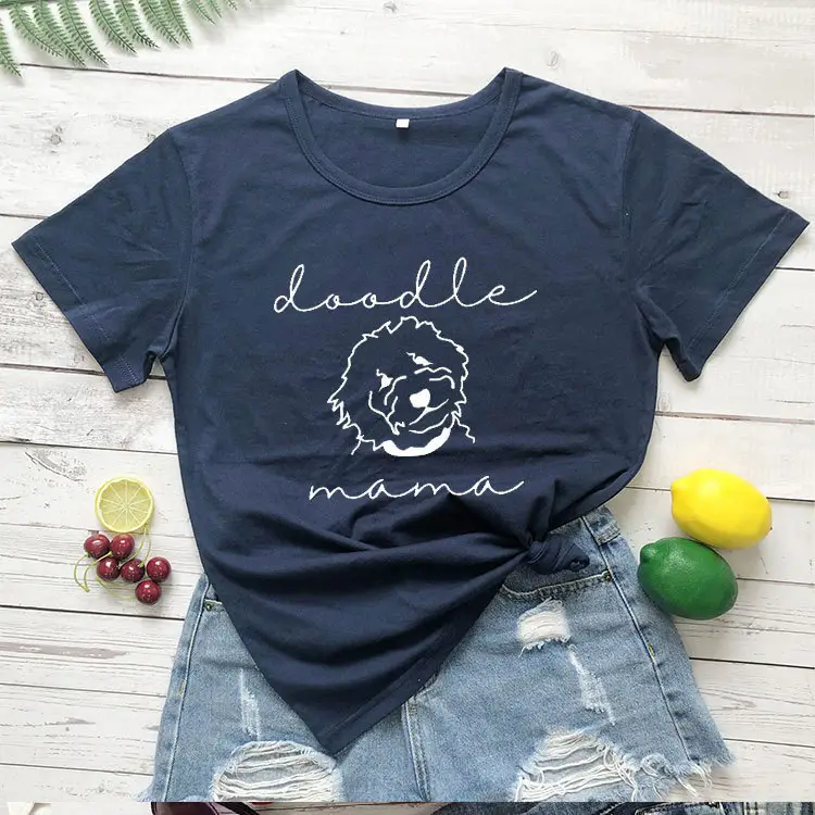 Doodle Mama Two Line T-Shirt Grey