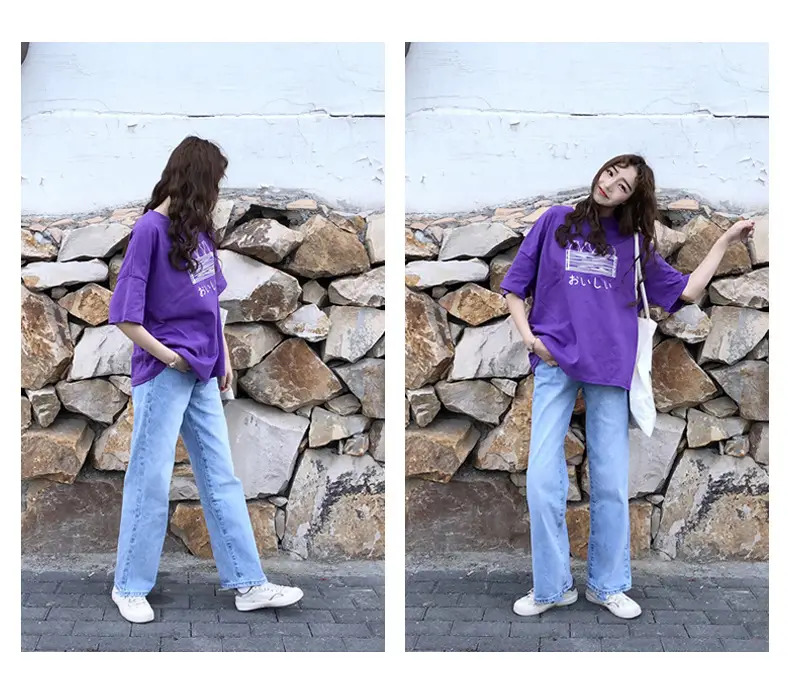 Purple Printed T-Shirt for Women Loose Large 2025 — feature 6