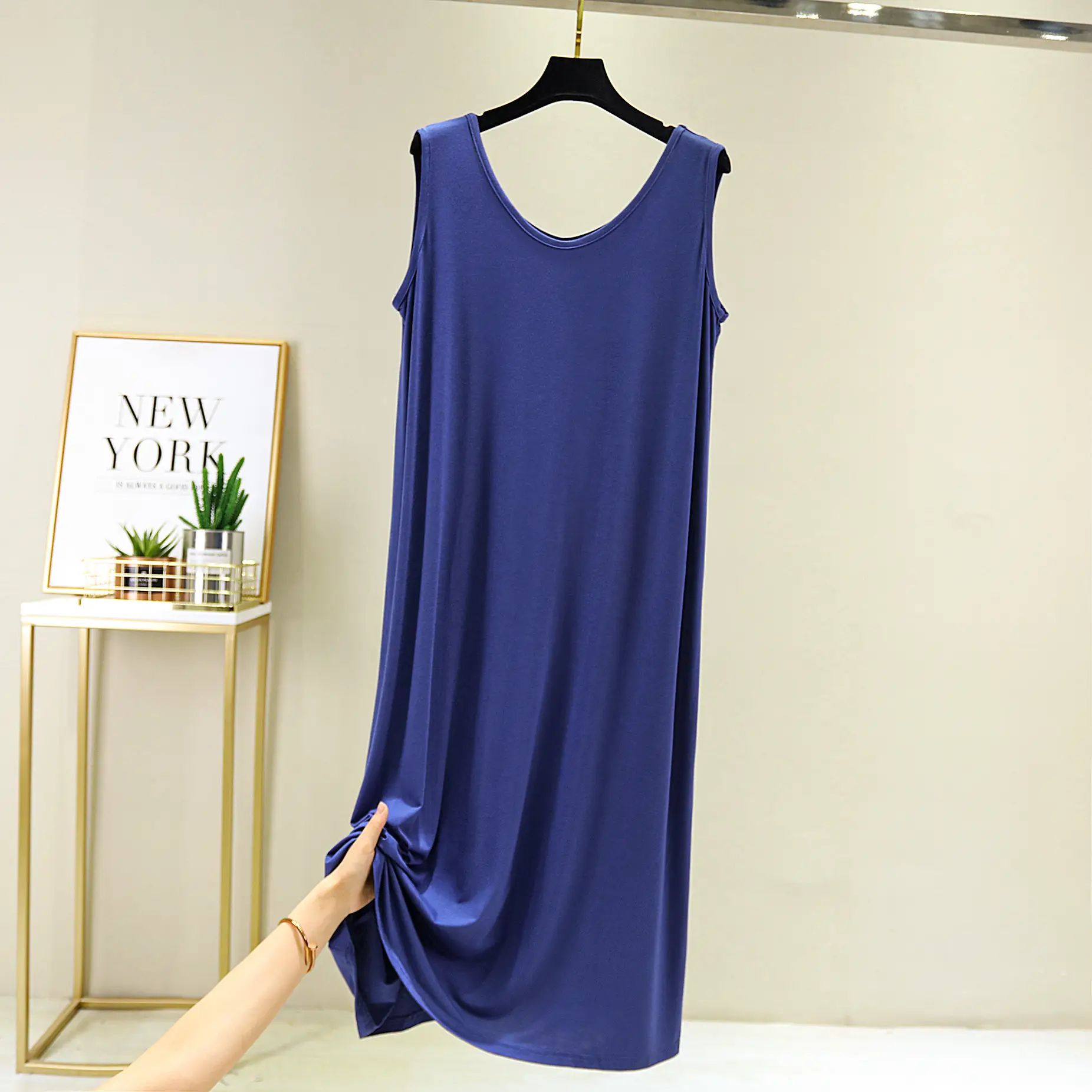 2021 New Modal V Neck Tank Top Bottom Skirt Women Loose Plus Size - Image 3