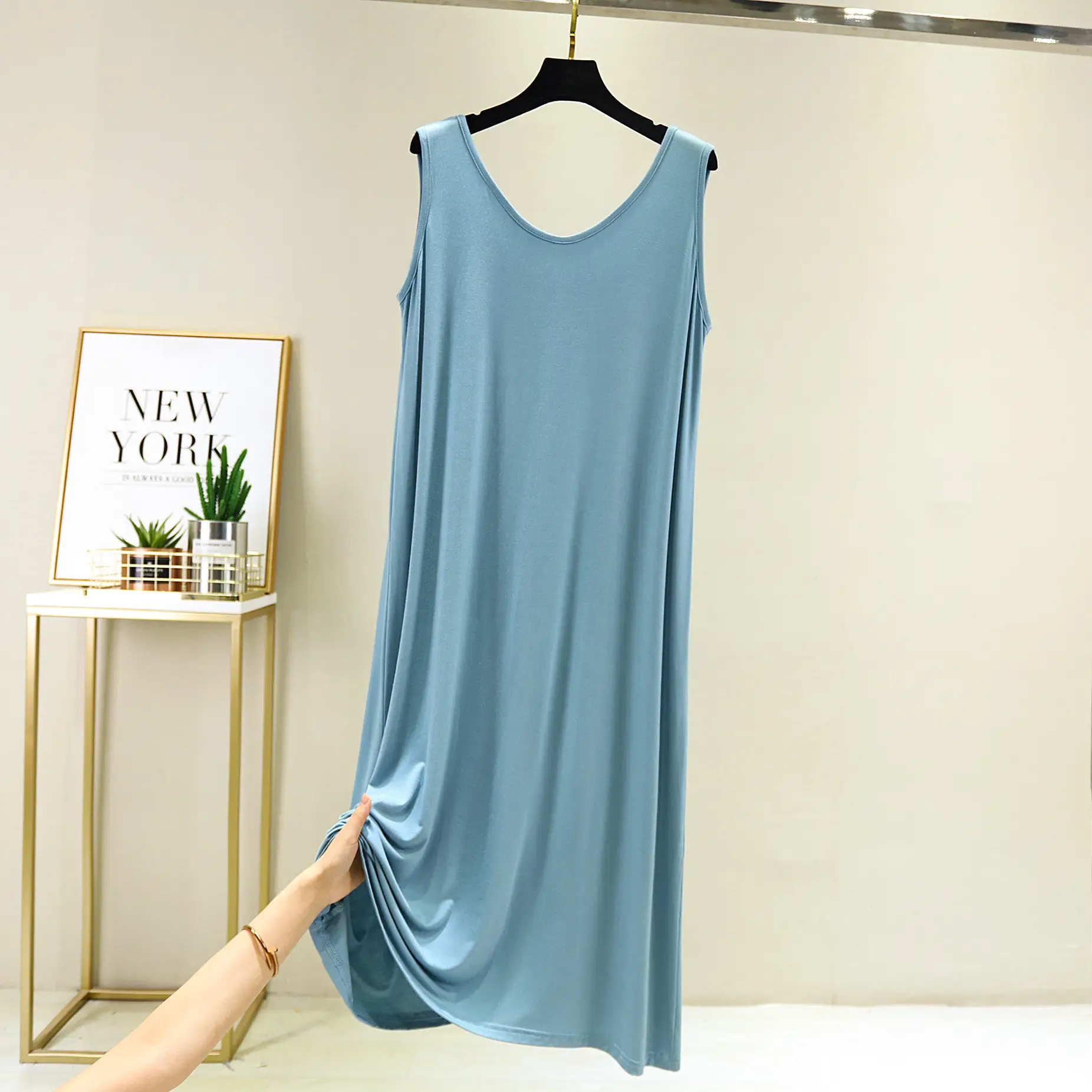 2021 New Modal V Neck Tank Top Bottom Skirt Women Loose Plus Size - Image 7
