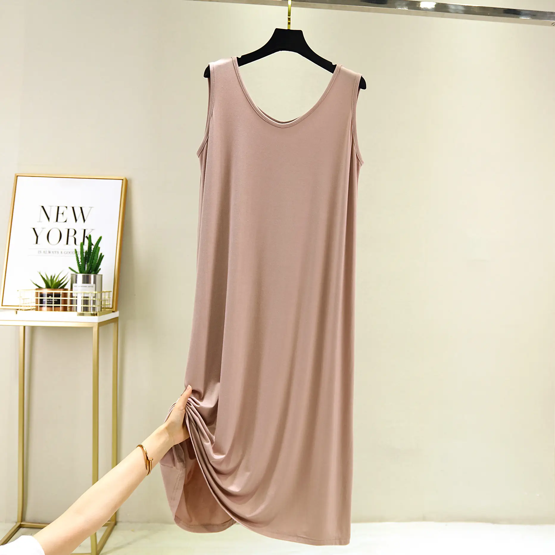 2021 New Modal V Neck Tank Top Bottom Skirt Women Loose Plus Size - Image 2