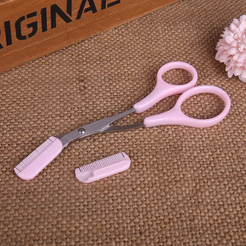 Pink Eyebrow Comb & Scissors Set for Beginners - Image 3
