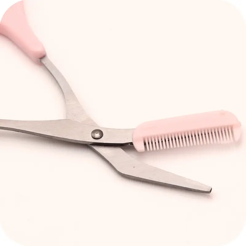 Pink Eyebrow Comb & Scissors Set for Beginners - Image 4