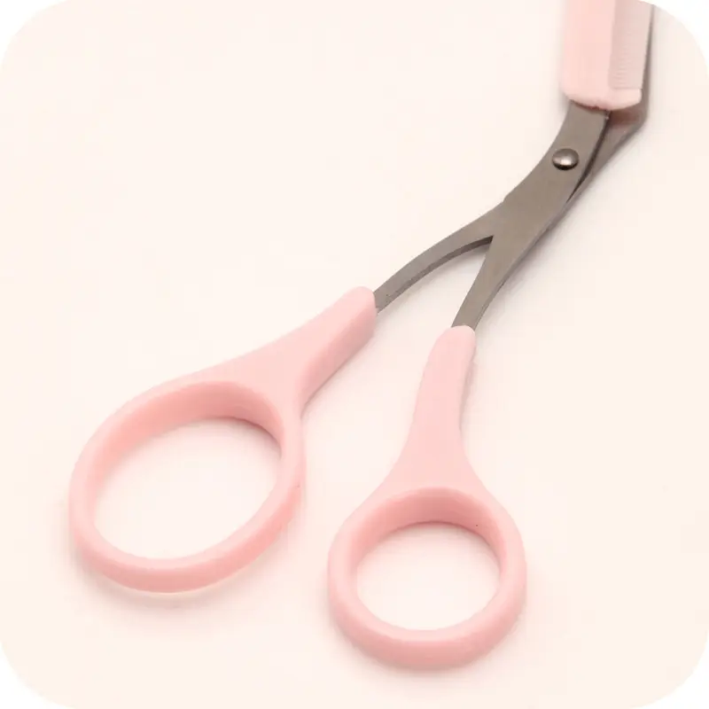 Pink Eyebrow Comb & Scissors Set for Beginners - Image 5