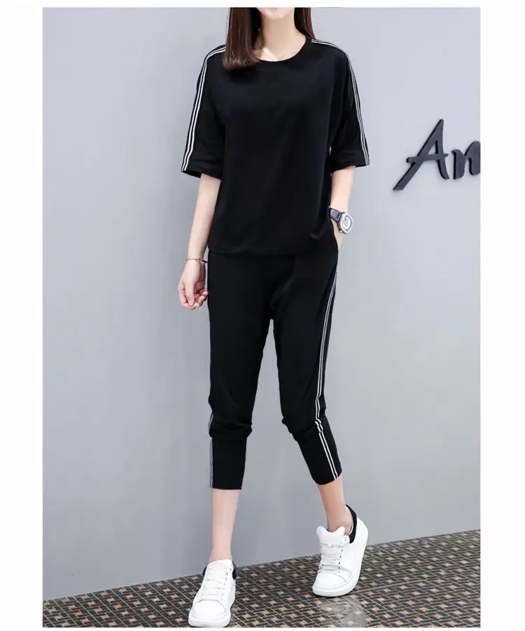 Black Korean Style 2-Piece Women's Sports Suit — feature 10
