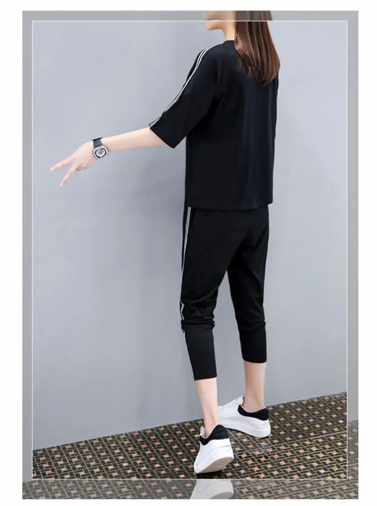 Black Korean Style 2-Piece Women's Sports Suit — feature 11