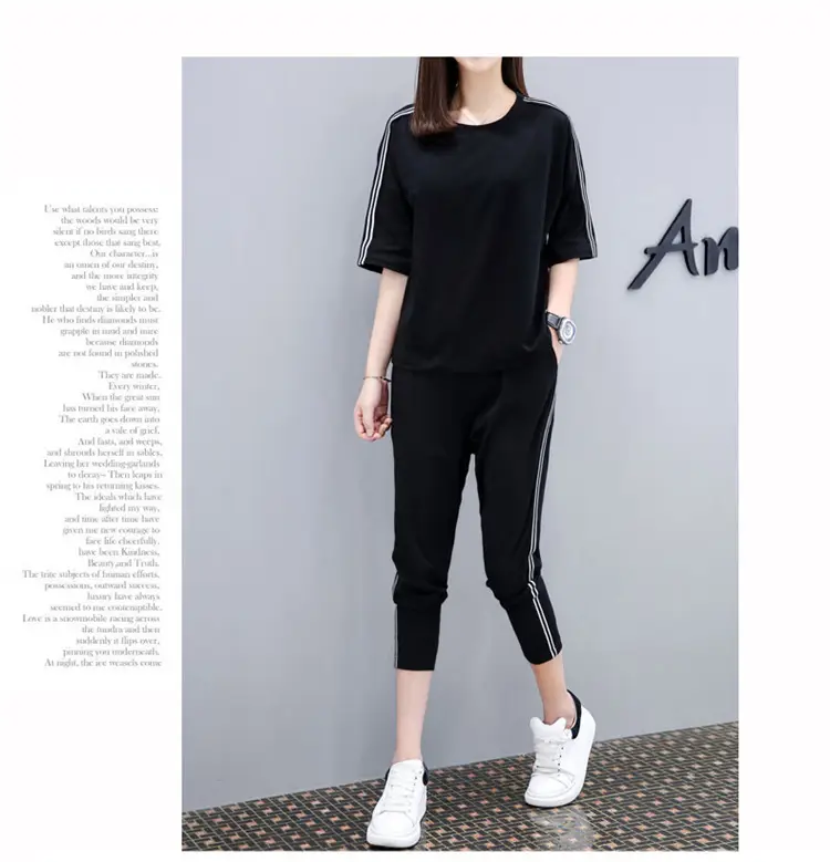 Black Korean Style 2-Piece Women's Sports Suit — feature 13