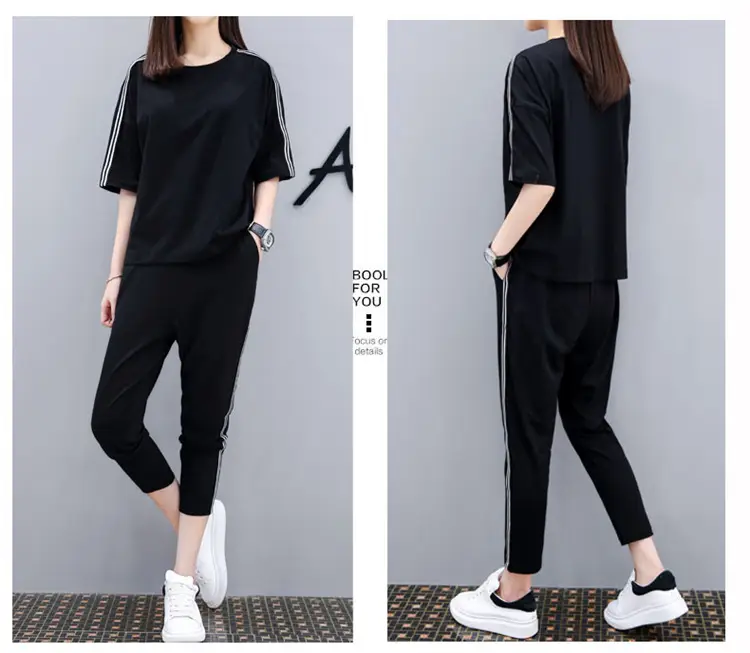 Black Korean Style 2-Piece Women's Sports Suit — feature 4