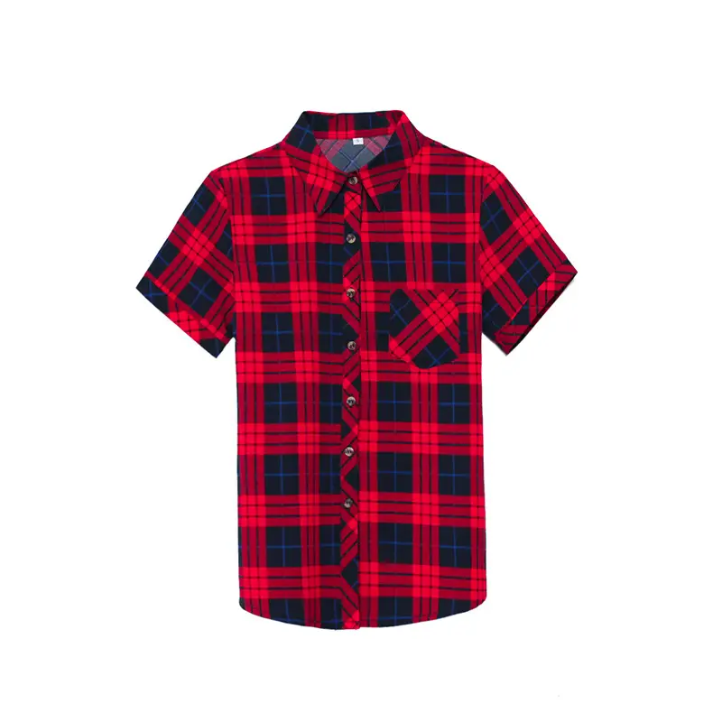 Women Plaid Short Sleeve Shirt 2020 Summer New - Image 10