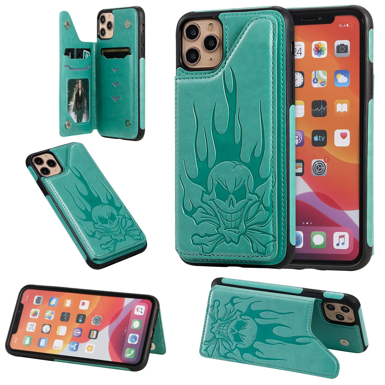IPhone 11 Leather Skull Embossed Phone Case XS - Image 8