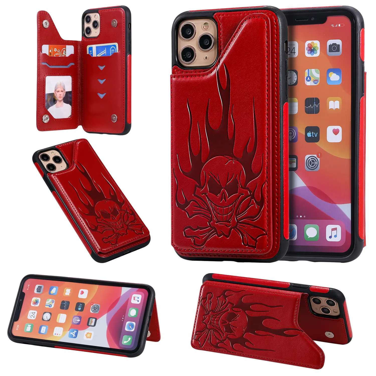IPhone 11 Leather Skull Embossed Phone Case XS - Image 9