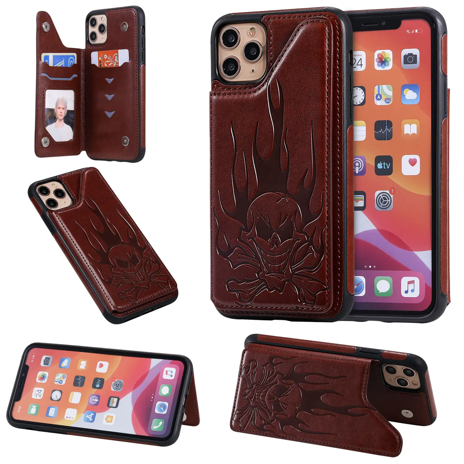 IPhone 11 Leather Skull Embossed Phone Case XS - Image 11