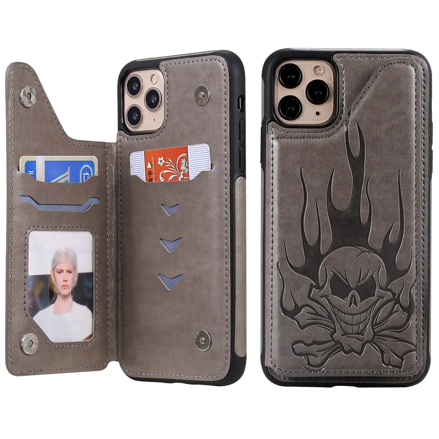 IPhone 11 Leather Skull Embossed Phone Case XS - Image 4
