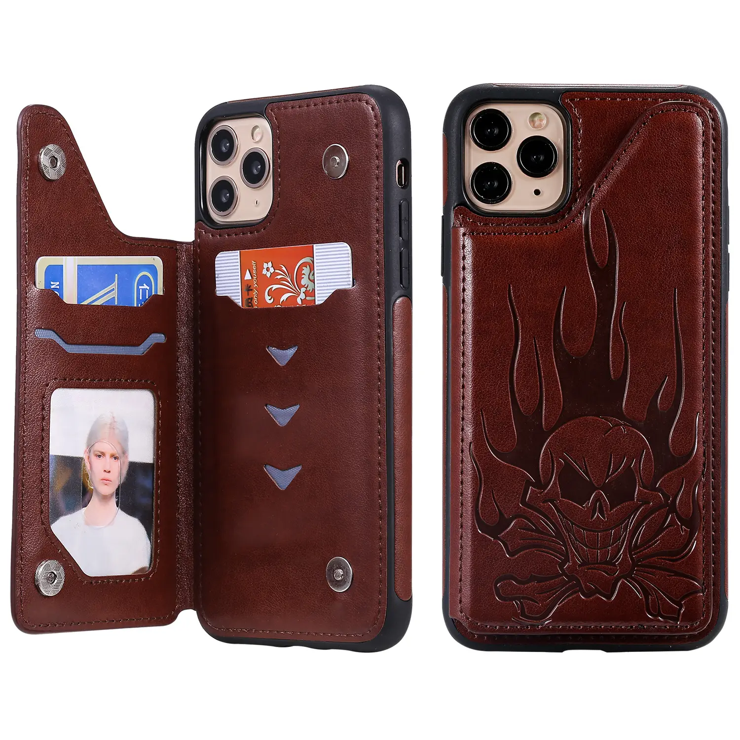IPhone 11 Leather Skull Embossed Phone Case XS - Image 5