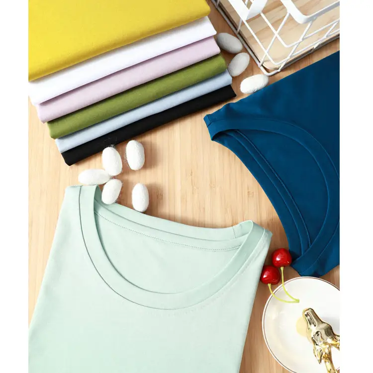 Women's 2022 Summer Mercerized Cotton T-Shirt White Short Sleeve - Image 4