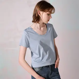 Women's 2022 Summer Mercerized Cotton T-Shirt White Short Sleeve — feature 18