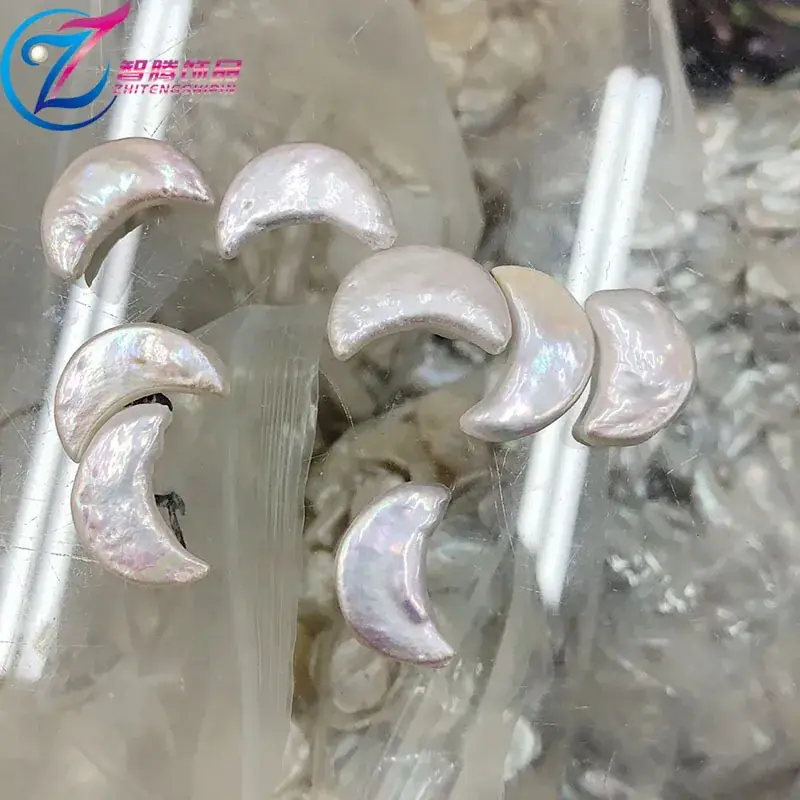 Strong Light Freshwater Pearl Moon Necklace Pieces - Image 5