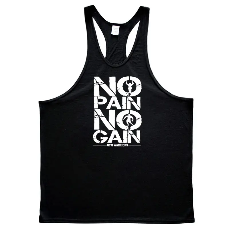 Men's No Pain No Gain I-Back Vest Blue Running Fitness - Image 9