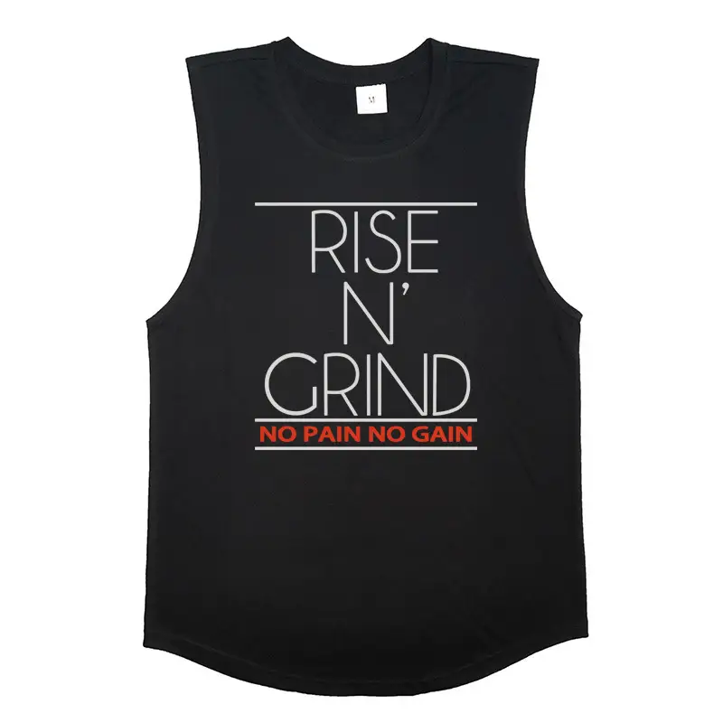 Men Sleeveless Rise N' Grind Training T-Shirt Blue Cotton - Image 7