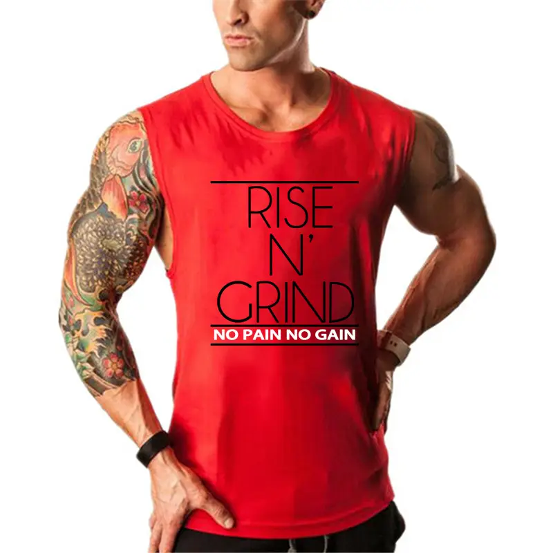 Men Sleeveless Rise N' Grind Training T-Shirt Blue Cotton - Image 2