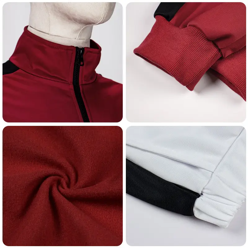 Red Full-Zip Track Suit for Youth White Pants - Image 8