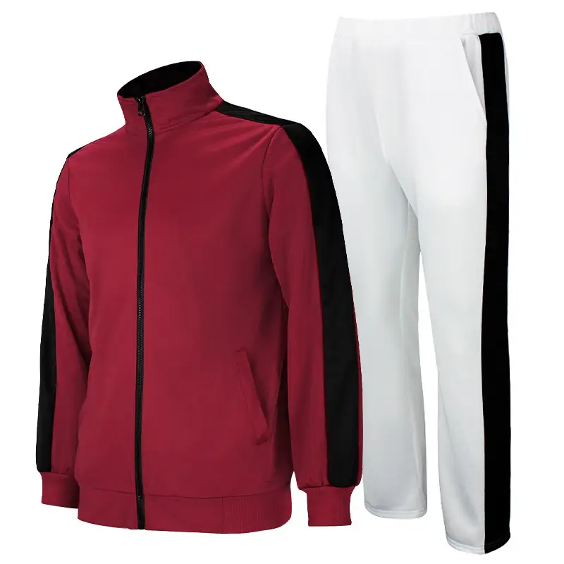 Red Full-Zip Track Suit for Youth White Pants - Image 11
