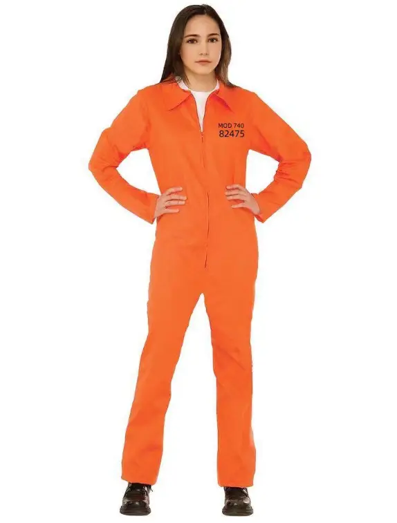 Orange Jail Bird Prison Uniform Halloween Adult Costume - Image 2