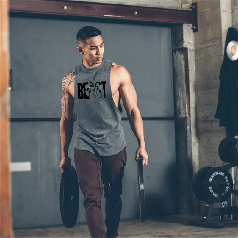 Men Sleeveless Muscle Fighting Vest White Cotton - Image 6