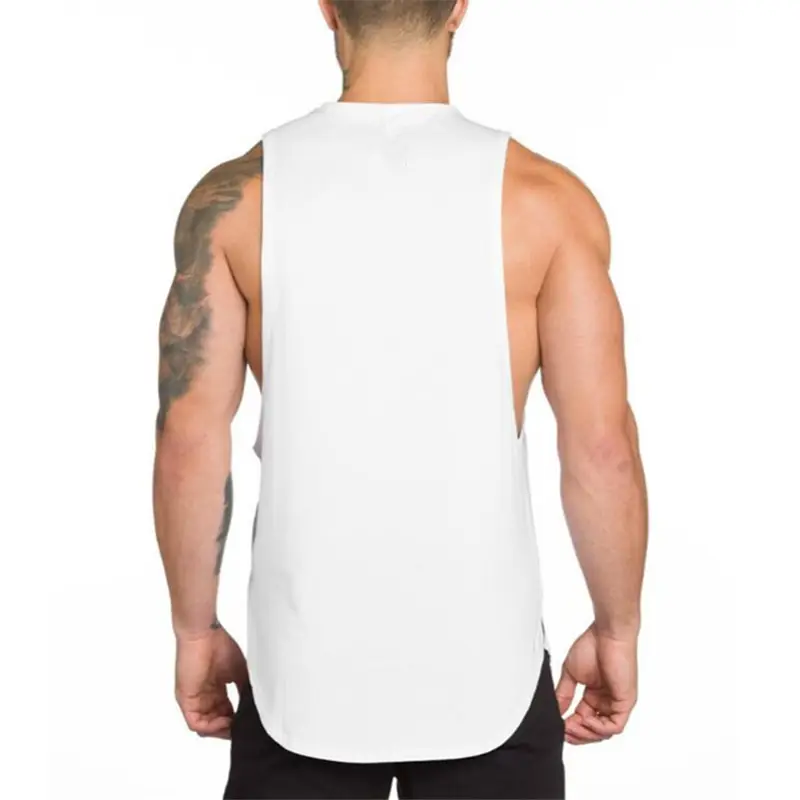 Men Sleeveless Muscle Fighting Vest White Cotton - Image 7