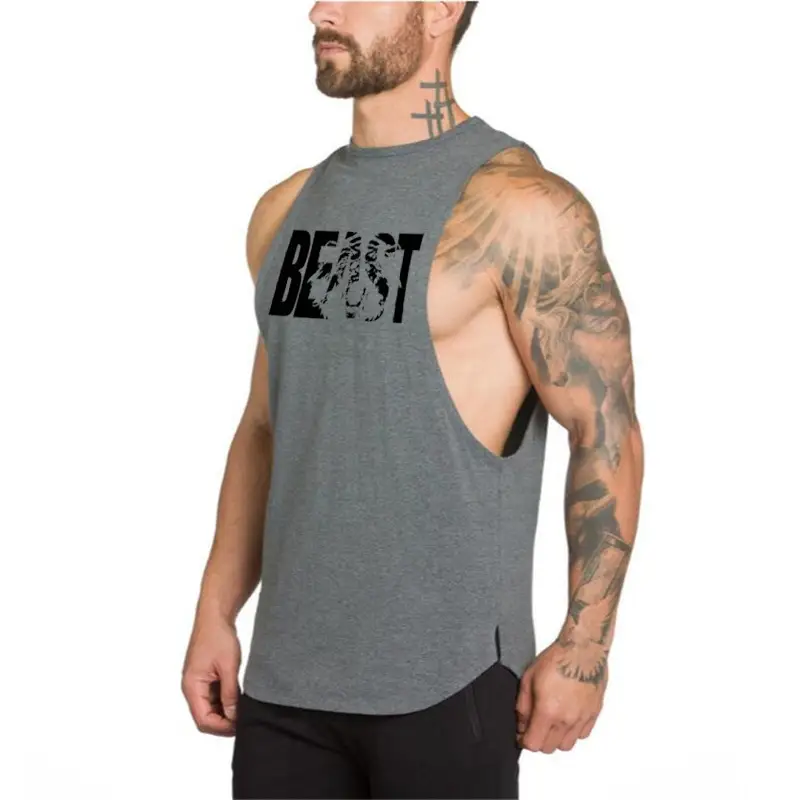 Men Sleeveless Muscle Fighting Vest White Cotton - Image 3
