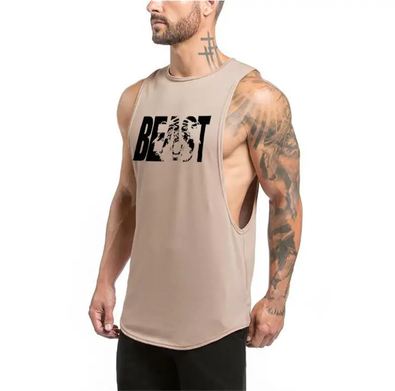 Men Sleeveless Muscle Fighting Vest White Cotton - Image 2