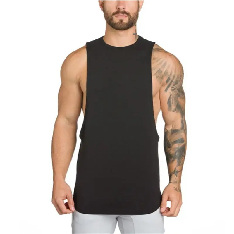 Men's Black Sleeveless Cotton Vest Sports Fitness - Image 6