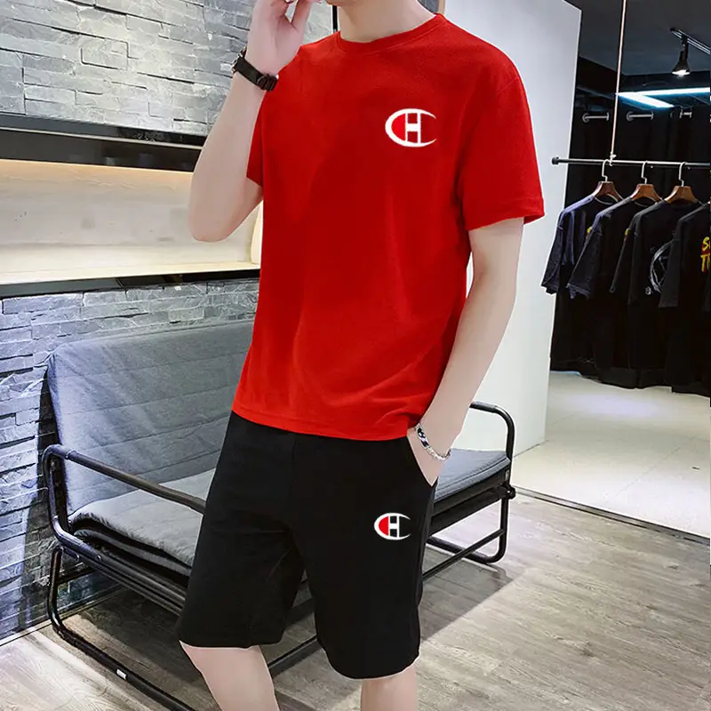 2025 Men White Champion T-Shirt & Shorts Set - Image 2