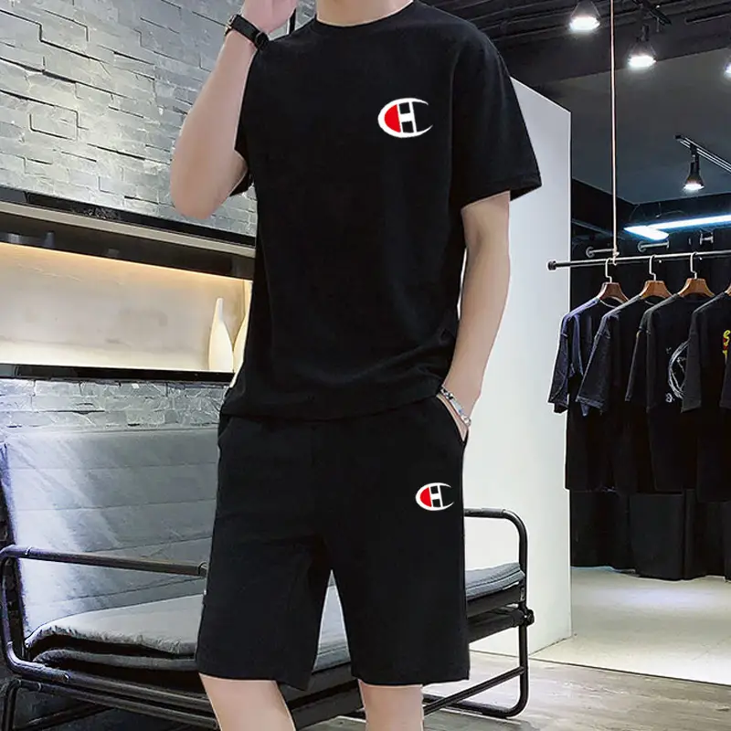 2025 Men White Champion T-Shirt & Shorts Set - Image 3