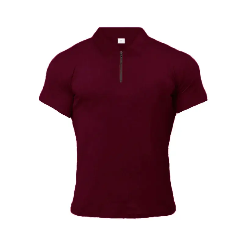 Men's Black Cotton Zipper Polo Shirt Summer - Image 2