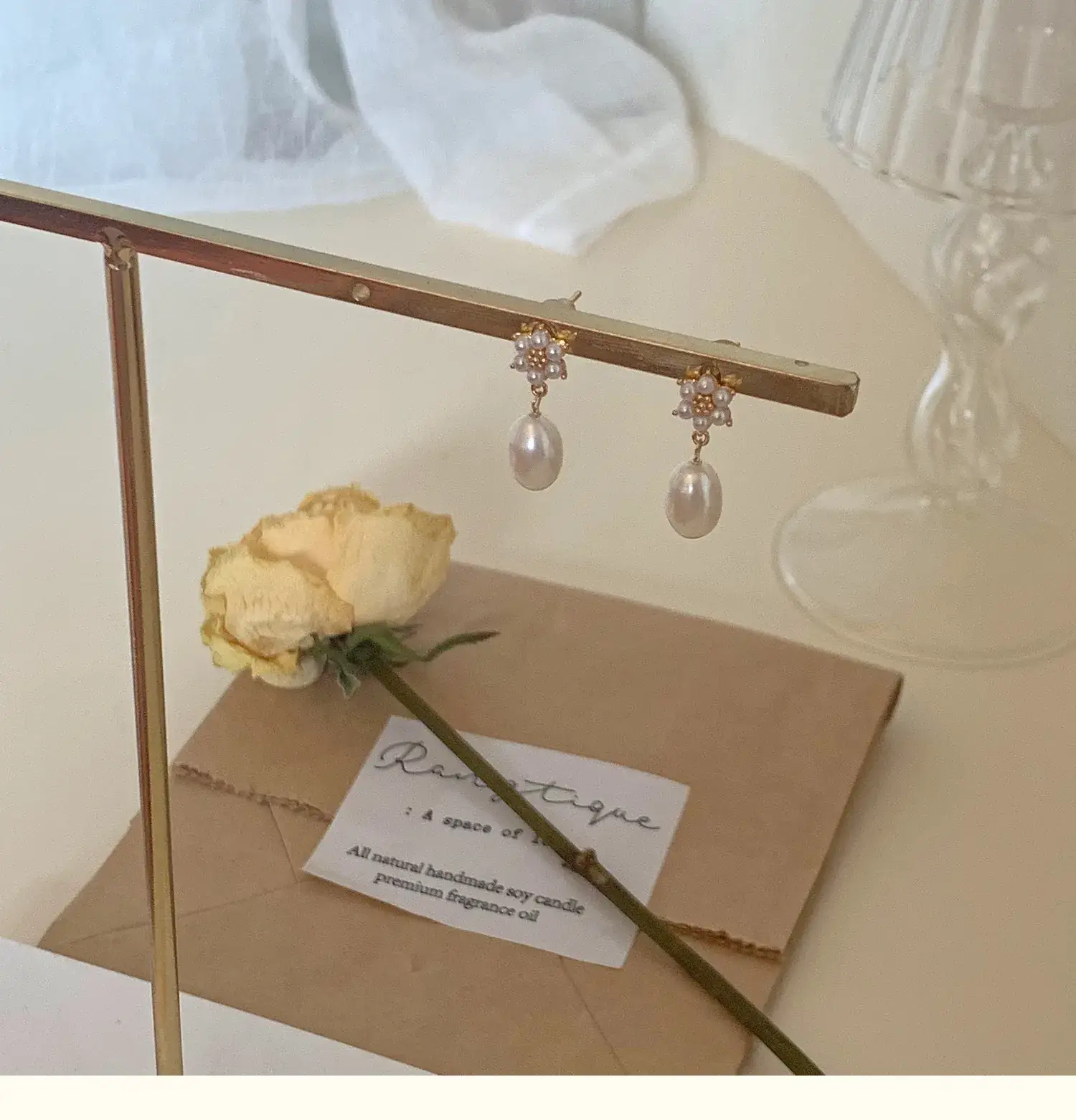 Tianshui Ran Pearl Drop Earrings 925 Gold Plated