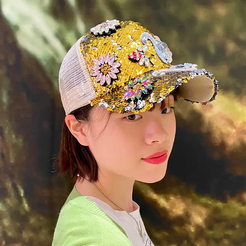 Rhinestone Sequins Women's Cap Sunshade - Image 14