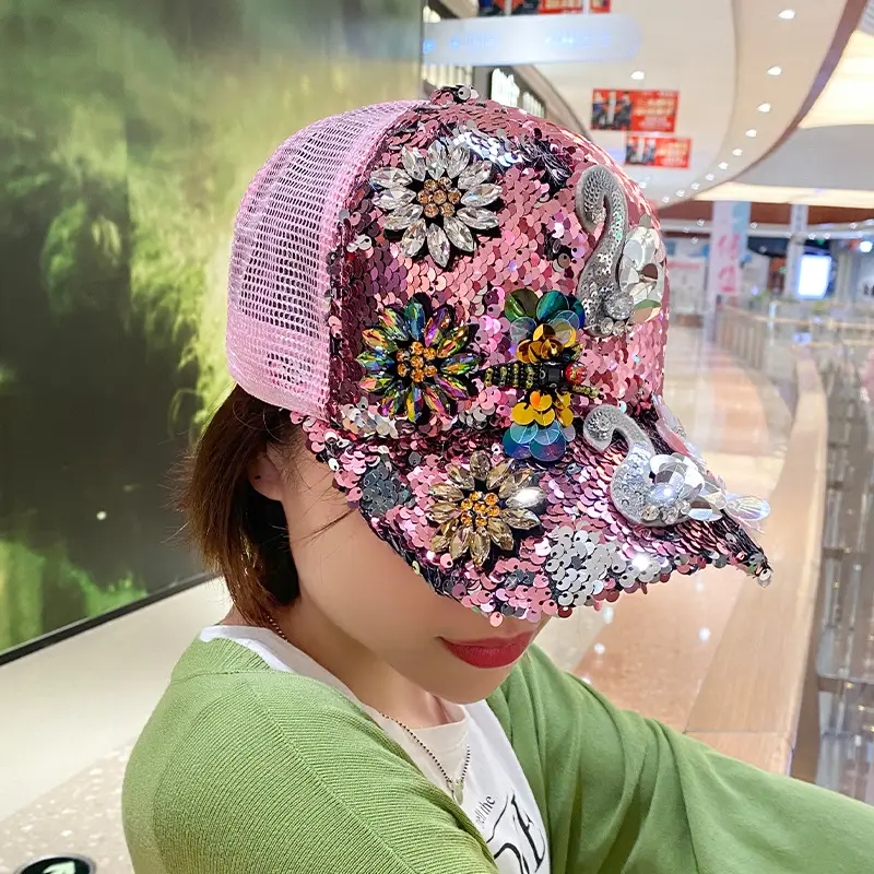 Rhinestone Sequins Women's Cap Sunshade - Image 15