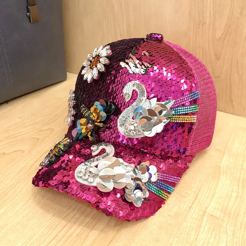 Rhinestone Sequins Women's Cap Sunshade - Image 12