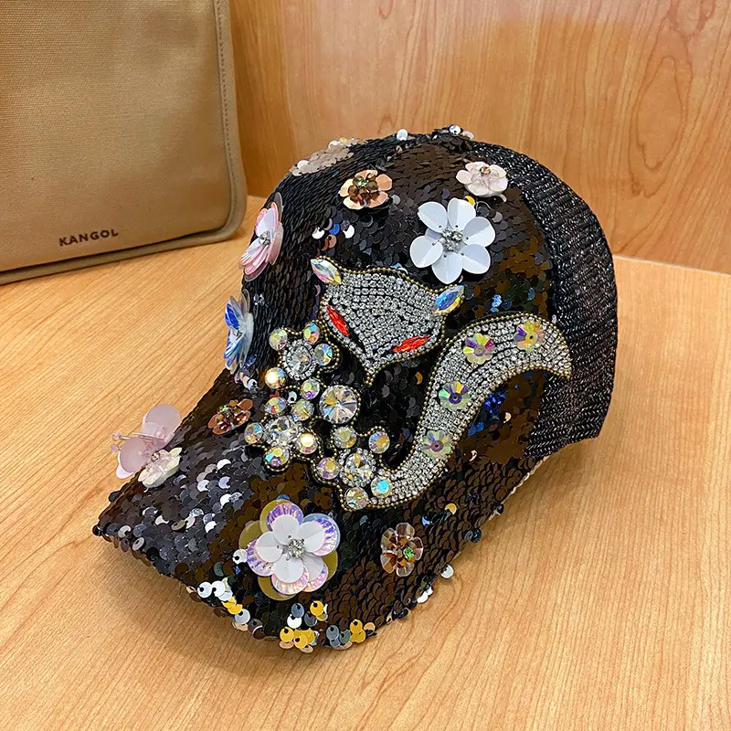 Rhinestone Sequins Women's Cap Sunshade - Image 3