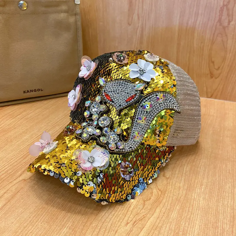 Rhinestone Sequins Women's Cap Sunshade - Image 4