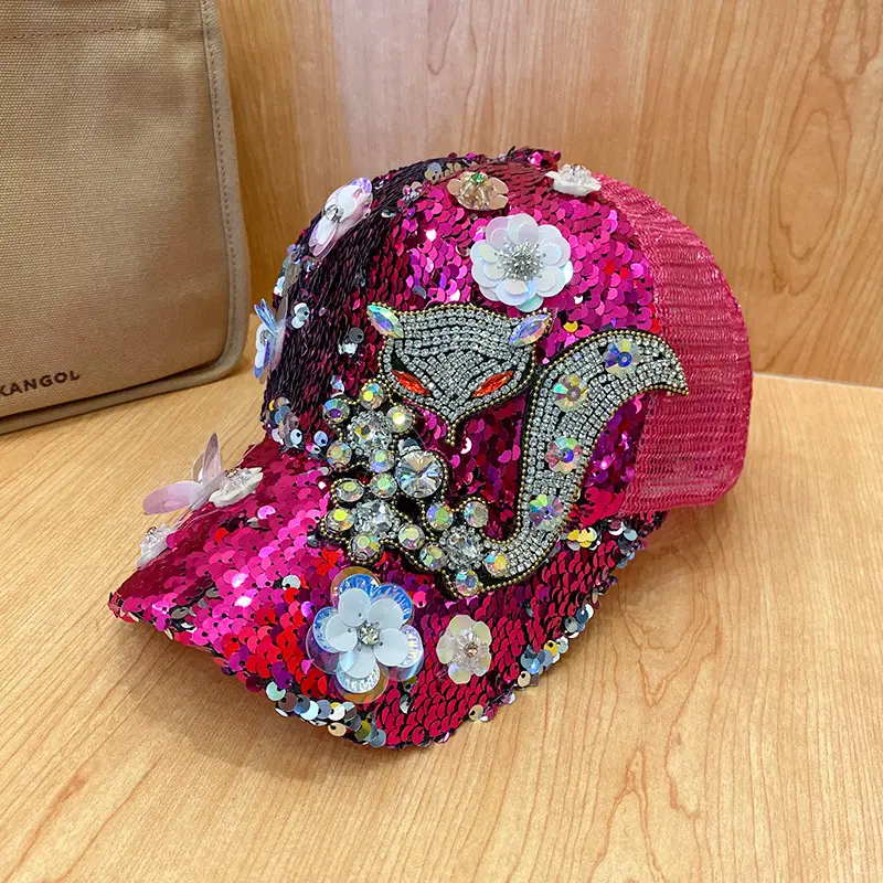 Rhinestone Sequins Women's Cap Sunshade - Image 5